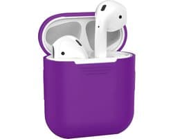 Hoesje - Geschikt voor Apple Airpods 2 - Siliconen Hoes met Clip - Silicone Case Cover - Paars
