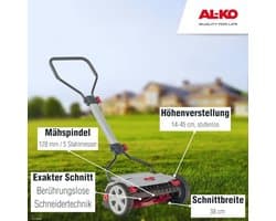 Premium Handgrasmaaier met Helikoptersnede - 38 cm Werkbreedte voor Tuinen tot 250 m²