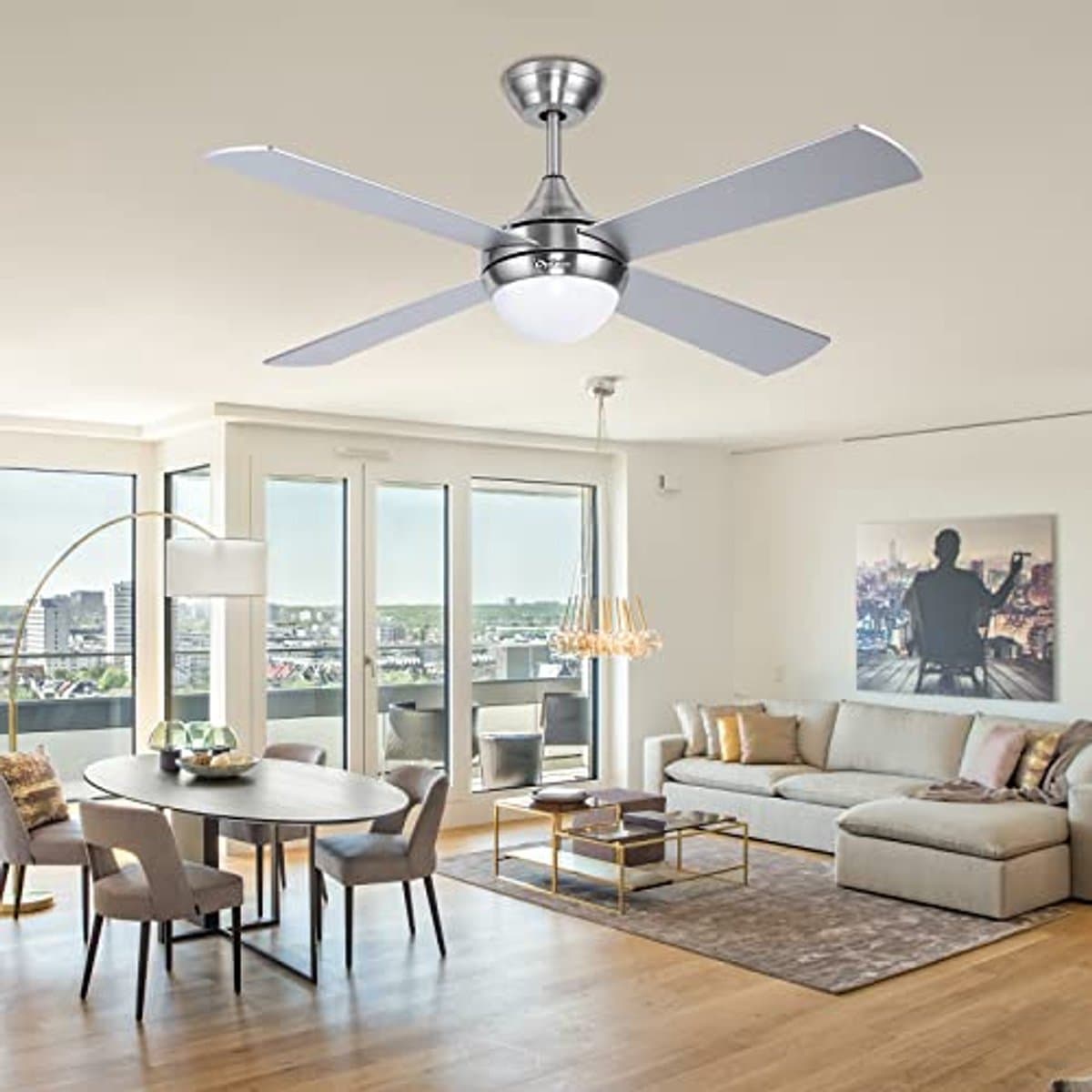 Moderne plafondventilator met LED-verlichting en afstandsbediening - Energiezuinig en Stil — afbeelding 1