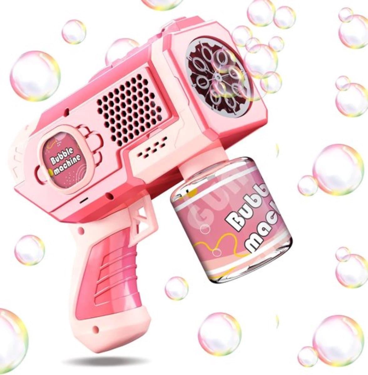 BOTC Bellenblaas pistool - Bellenblazer met vloeistof - Bubble gun - Inclusief 1*90ml Bellenblaas navulling - Voor kinderen - Speelgoed - Roze — afbeelding 1