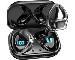 Xssive - Sport Oortjes - Oortjes Draadloos met Oorhaak - Bluetooth Oordopjes voor Hardlopen & Fitness - 60 Uur Batterijduur - Noise Cancelling Microfoon - Earbuds Zwart