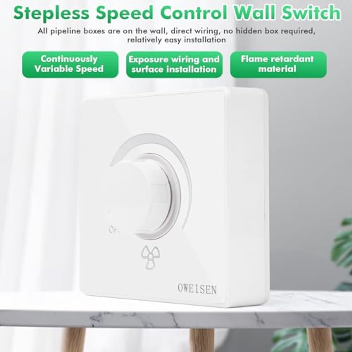 Jadeshay Fan Speed Controller Speed Controller 230V 86 Ceiling Type 10A Speed Controller Fan Wall Mounted LED Dimmer 230V 220V — afbeelding 1