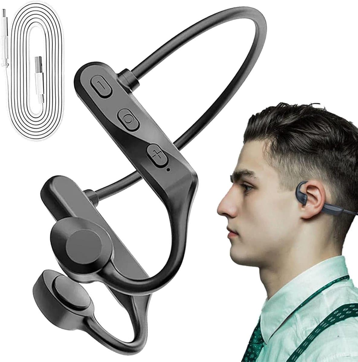 Bone conduction koptelefoon - Bluetooth 5.0 Sport-oordopjes - 8 uur speeltijd, waterbestendige draadloze koptelefoon voor training, hardlopen, gym, wandelen, fietsen — afbeelding 1