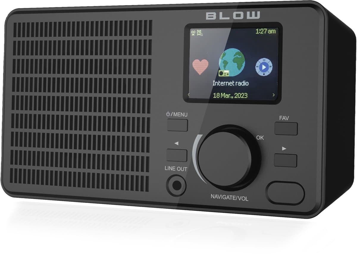 BLOW RI1 Internet Radio - WiFi & Bluetooth - LCD Display - AUX 3.5mm - Zwart — afbeelding 1