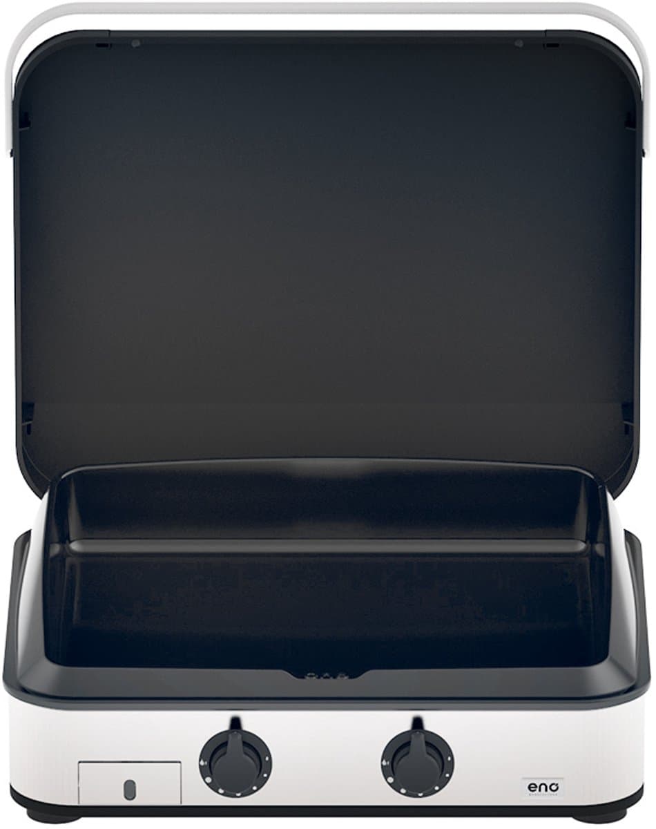 ENO - ENOSIGN 65 INOX & ZWART GASBARBECUE - PLANCHA - BAKPLAAT - INCLUSIEF DEKSEL - 2 BRANDERS — afbeelding 1