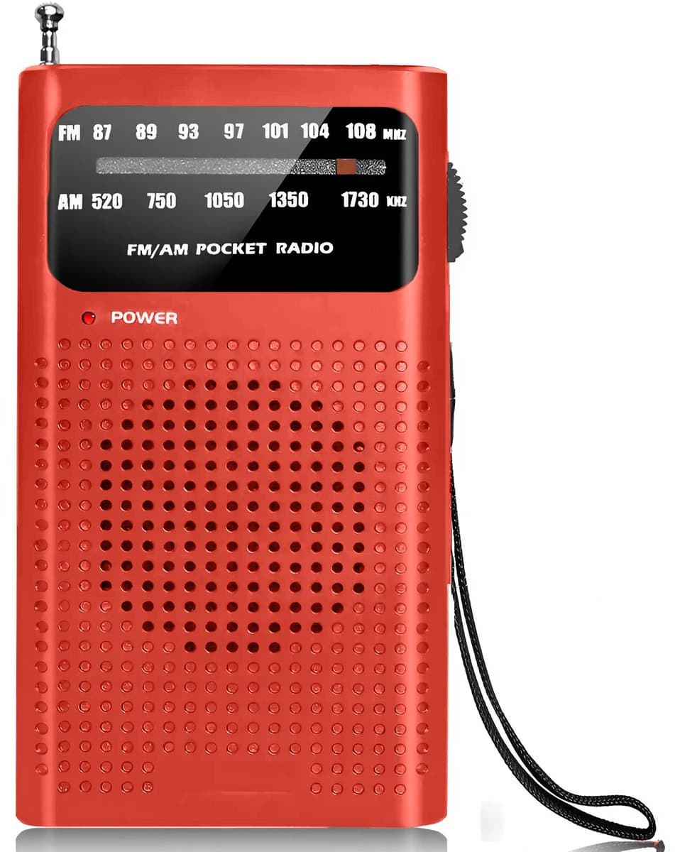 Premes - Draagbare Noodradio - Rood - AM/FM - Op Batterijen - Koptelefoonaansluiting - Draagbare Radio - Wereldradio - Noodpakket Must Have - Zakradio - Voor Rampen - Kleine - Transistor Radio - Telescopische Antenne - Transister Radio — afbeelding 1