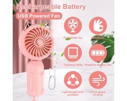 Opvouwbare Mini Handventilator met Oplaadbare USB-Batterij - Draagbare Ventilator voor Thuis en Op Reis