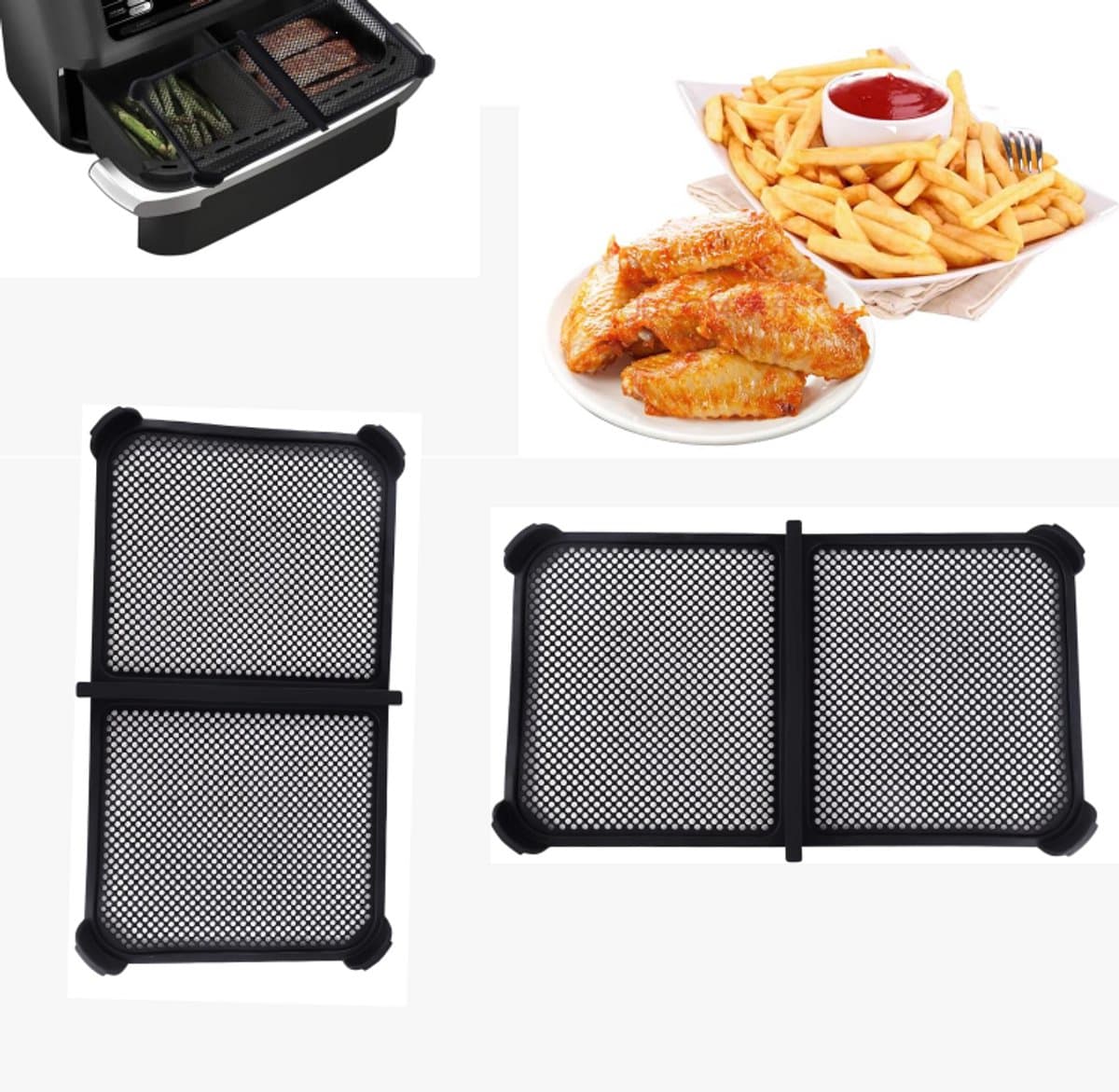 2-delige set Geschikt voor Ninja AF500 airfryer dubbele spatkap — afbeelding 1