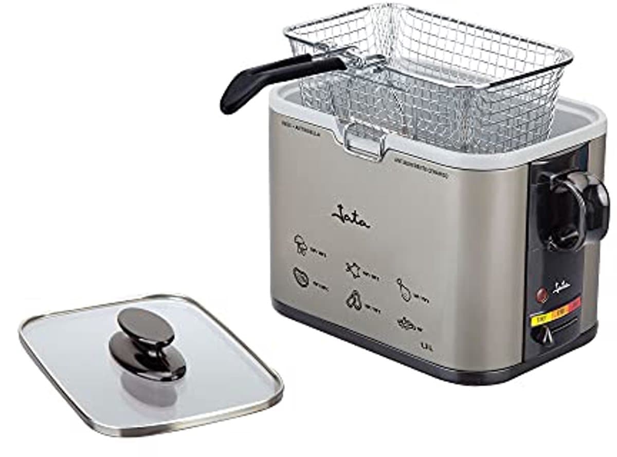 Compacte Friteuse 1000 Watt met Antiaanbaklaag en Glazen Deksel, 1,3 Liter — afbeelding 1