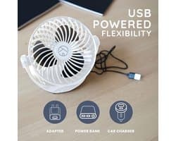 Krachtige USB Bureauventilator met 360° Draaibaarheid - Mini Ventilator met 3 Snelheden, Stil en Compact voor Thuis en Kantoor