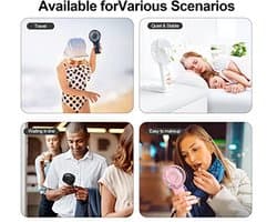 Draagbare USB Mini Ventilator met Spiegel - Stil, 4 Snelheden, 2000mAh, Perfect voor Thuis en Reizen