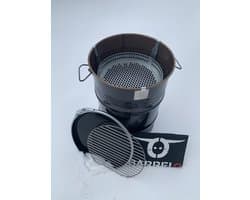 BarrelQ Small - Houtskoolbarbecue - Zwart Staal - Ø40x58 cm - 60L Olievat - Vuurkorf & Bijzettafel in 1 - Inclusief Beschermhoes