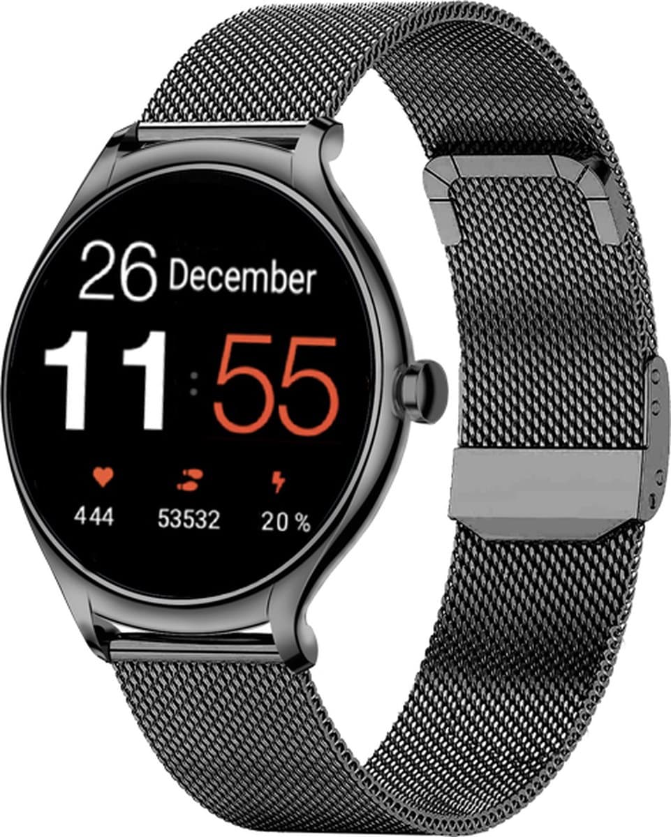 Royal Supplies S8 Smartwatch - Smartwatch Heren - Smartwatch Dames - 2026 model - HD Touchscreen - Horloge - Stappenteller - Saturatiemeter - IOS & Android -Screenprotector-Zwart staal — afbeelding 1