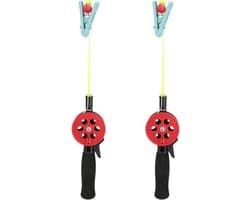 2 stuks Kinderhengel - ABS-krab ijshengels stang - 45 m nylon koord met garnalenklemmen - willekeurige kleur .