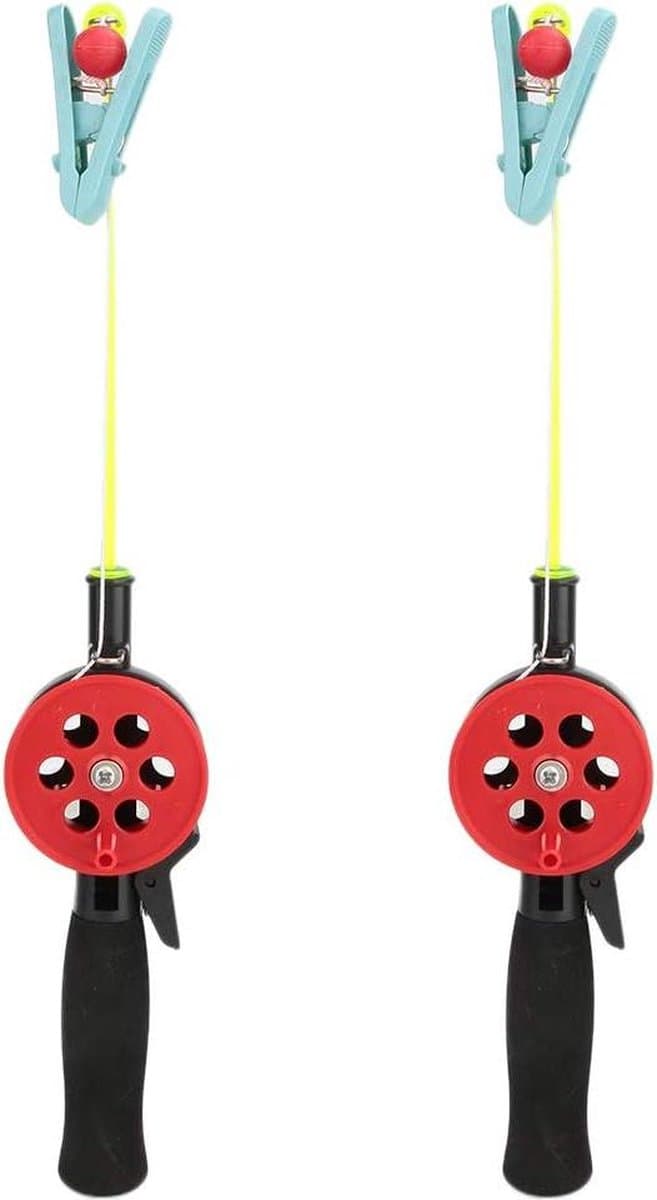2 stuks Kinderhengel - ABS-krab ijshengels stang - 45 m nylon koord met garnalenklemmen - willekeurige kleur . — afbeelding 1