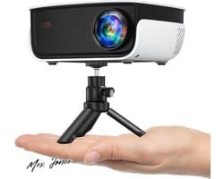 Mrs. Jones Mini-beamer 7500 liter draagbare thuisbioscoop ondersteunt 1080p Full HD - videobeamer smartphone tv-stick PS5 PC laptop .