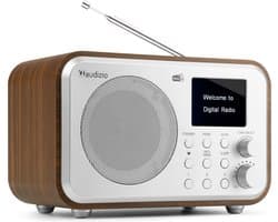 DAB radio met Bluetooth - Audizio Milan - DAB radio retro met accu en FM radio - Silver