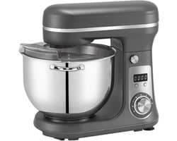 Luxe Keukenmixer – Met Mengkom – Keukenmachine – Deegmachine – Klopmachine – Kneedmachine – Incl. 3 Opzetstukken – 1200W – Grijs
