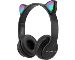 DrPhone Draadloze Kattenoor Koptelefoon Met Microfoon – Bluetooth 5.0 – RGB LED verlichting – MicroSD ingang + Aux 3.5mm + Ingebouwde batterij 400Mah