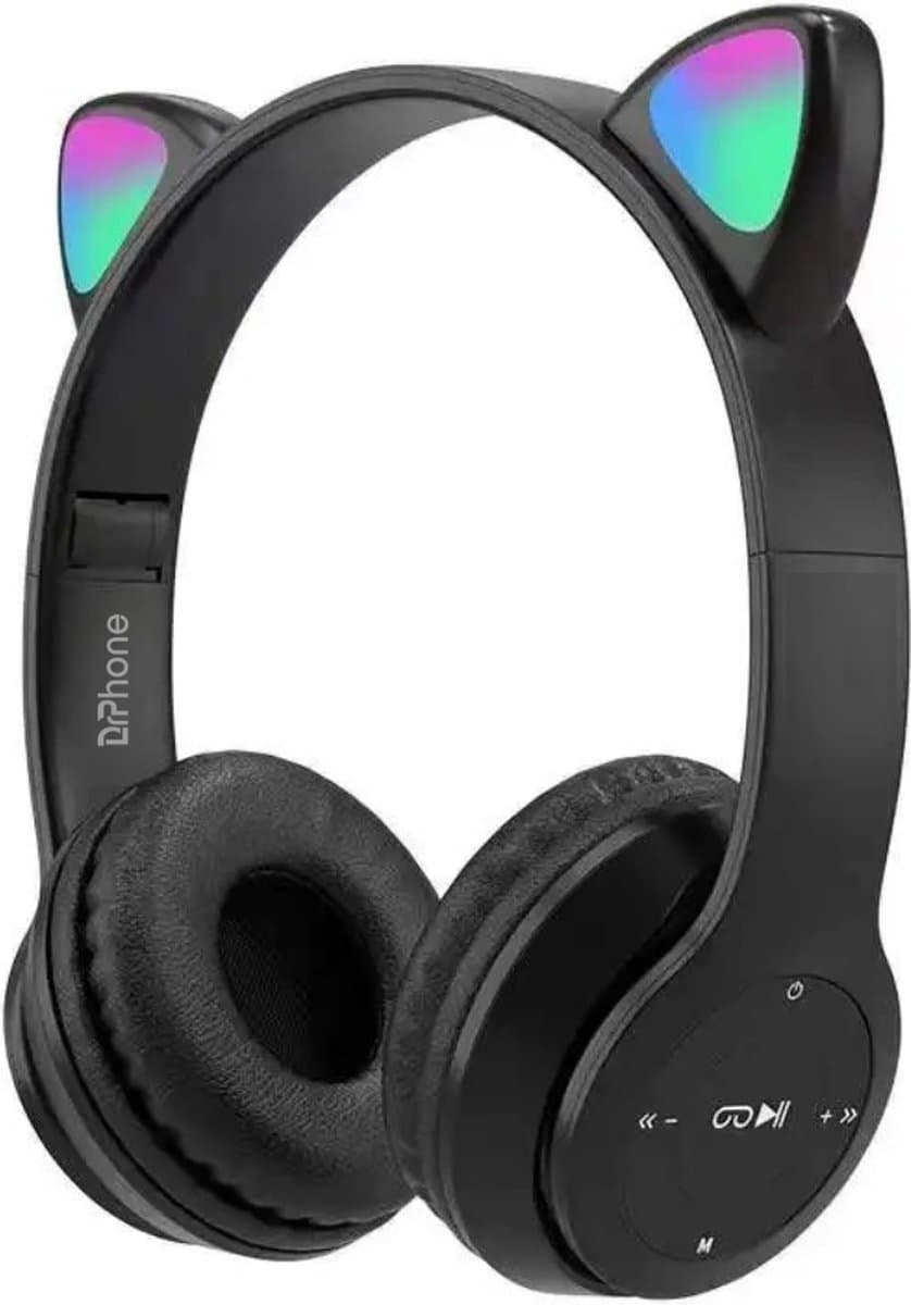 DrPhone Draadloze Kattenoor Koptelefoon Met Microfoon – Bluetooth 5.0 – RGB LED verlichting – MicroSD ingang + Aux 3.5mm + Ingebouwde batterij 400Mah — afbeelding 1