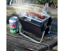 Mikamax Draagbare Mini BBQ - Compacte Tafelbarbecue - 18 cm - RVS Houtskoolgrill