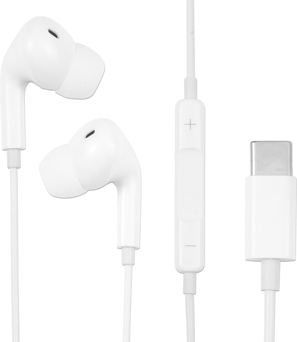 Provium - Oortjes met USB-C aansluiting - In-Ear Oordopjes met draad en microfoon - Headset geschikt voor o.a. Telefoon en Laptop - wit — afbeelding 1