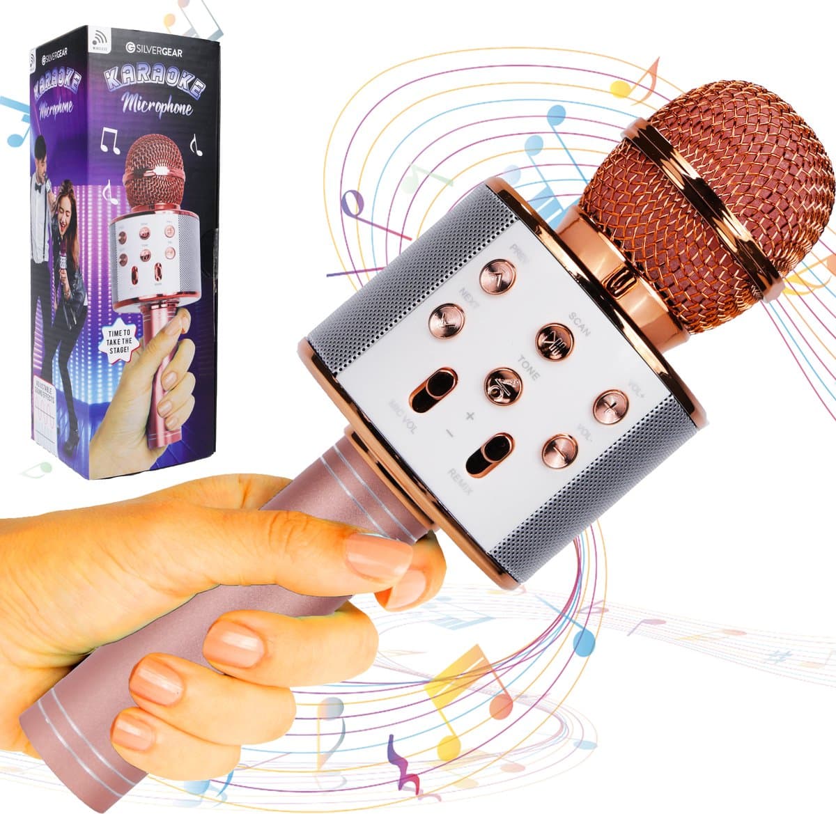 Silvergear Karaoke Microfoon Kinderen - Karaoke Set voor Volwassenen - Bluetooth - Stemvervormer - Rose Goud — afbeelding 1