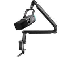 FIFINE - TAM8 - USB / XLR Studio microfoon - Flexibele Arm ( BM88 ) - Met kabelgoot - Geschikt voor PC/PS4/PS5 - RGB - Podcast - Gaming - Streaming - Zwart