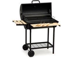 Barbecue met deksel en warmhoud rek - Zwarte metalen BBQ met thermostaat - 104x68x111 cm