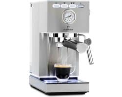 Klarstein Pausa Espressomaker, Zeefdragermachine met 1350 W, Espressomachine 7-9 bar druk, Zeefdrager koffiemachine met watertank: 1,4 liter, Roestvrij staal, zilver