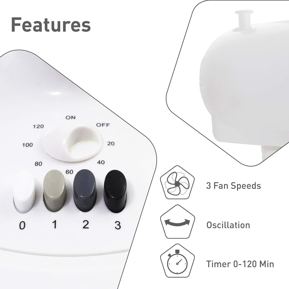 Tafelventilator 50W 40 cm met 3 standen - Stil en Draagbaar voor Bureau, Slaapkamer en Terras — afbeelding 1