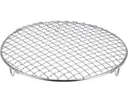 Braadrooster - BBQ Grill - Grill Net - RVS Stoomrek - Ronde Grill - Kookspullen - Kookspullen - Grillaccessoires - Koken Buiten - Buiten - Kamperen - Picknick - Diameter 15cm - Zilver