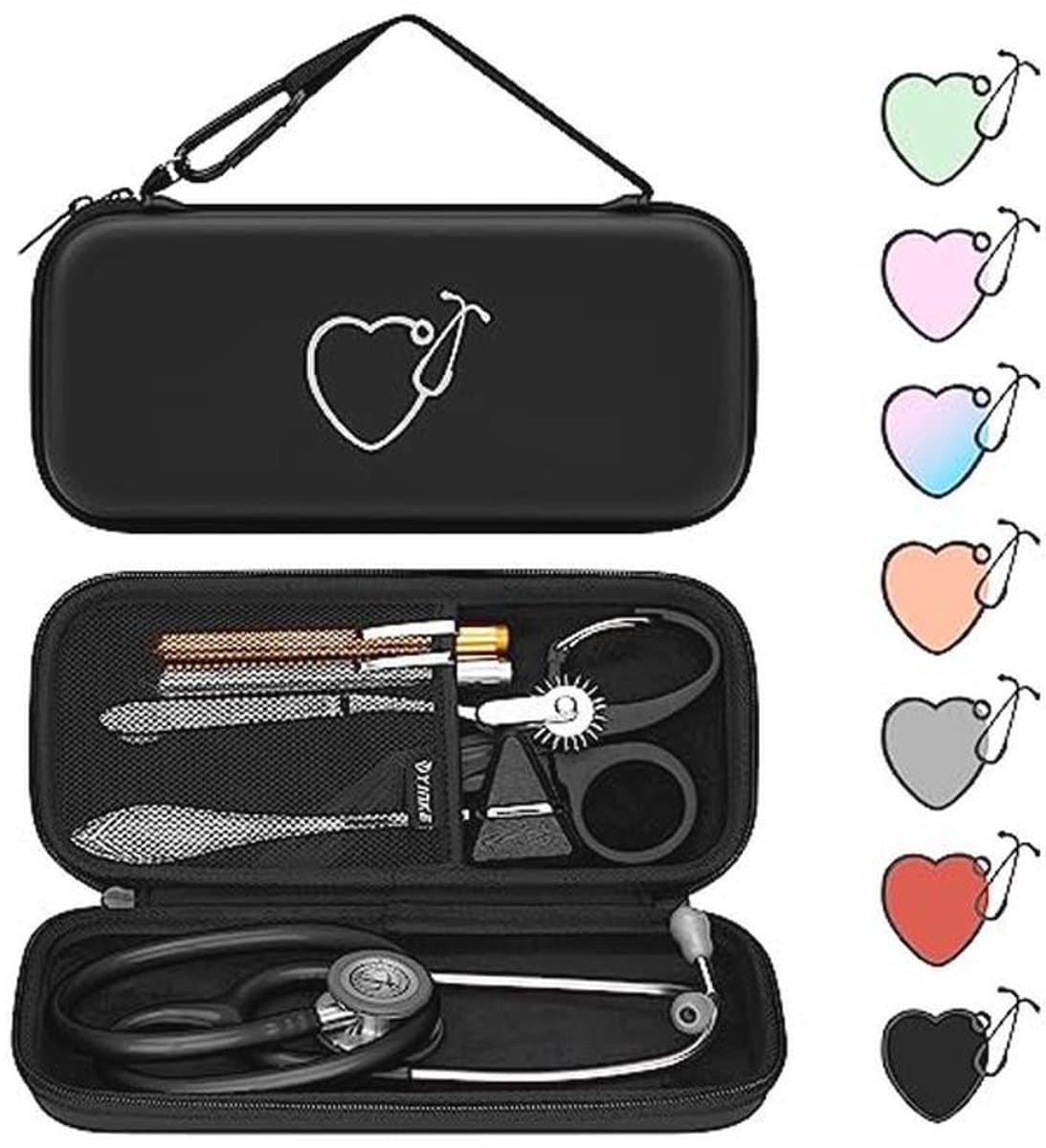 Professionele stethoscoop hoes hard shell etui met accessoires — afbeelding 1