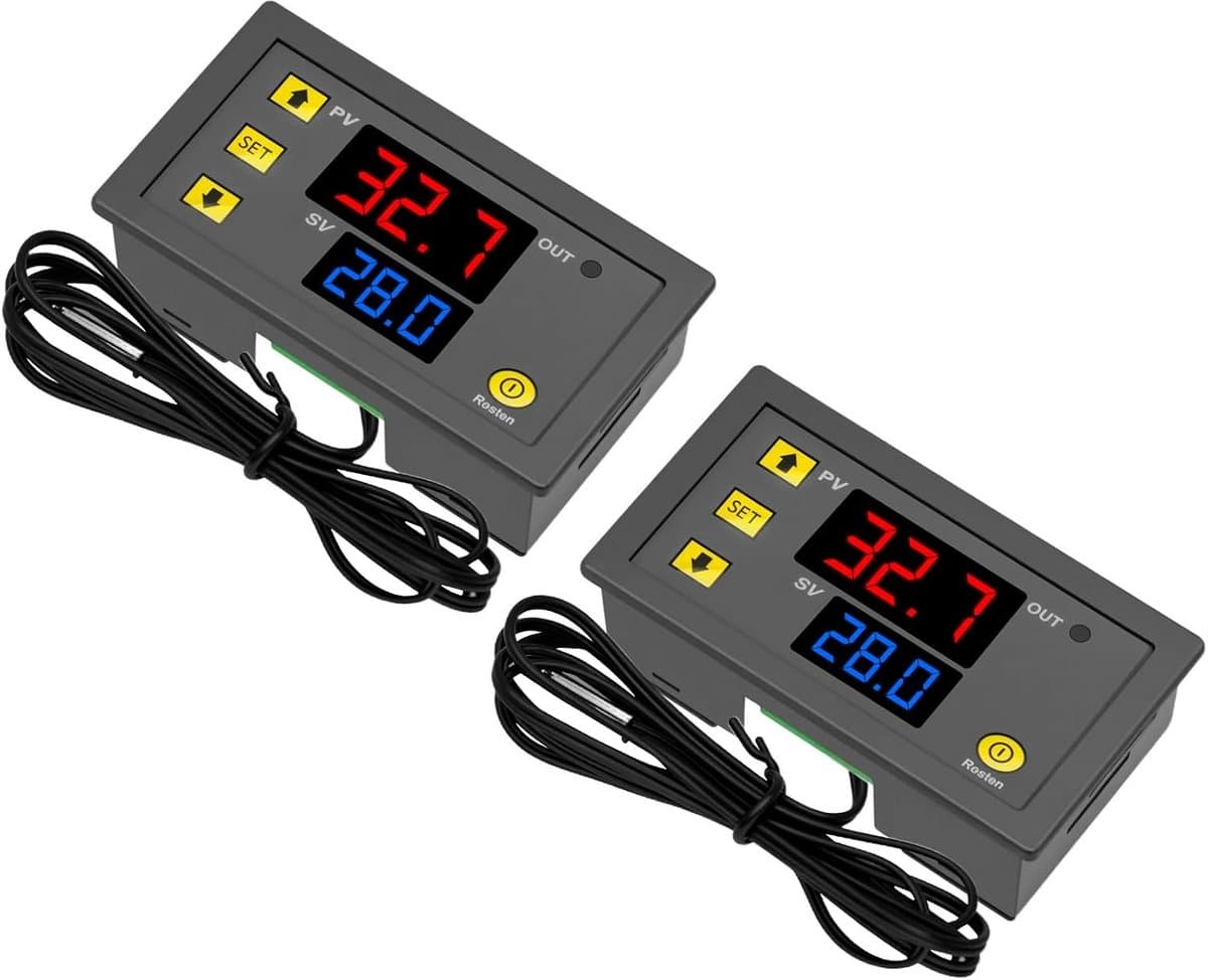 2 Stuks Digitale Temperatuurregelaar Thermostaat Schakelaar -50°C tot 110°C met LED Display en Sensor — afbeelding 1
