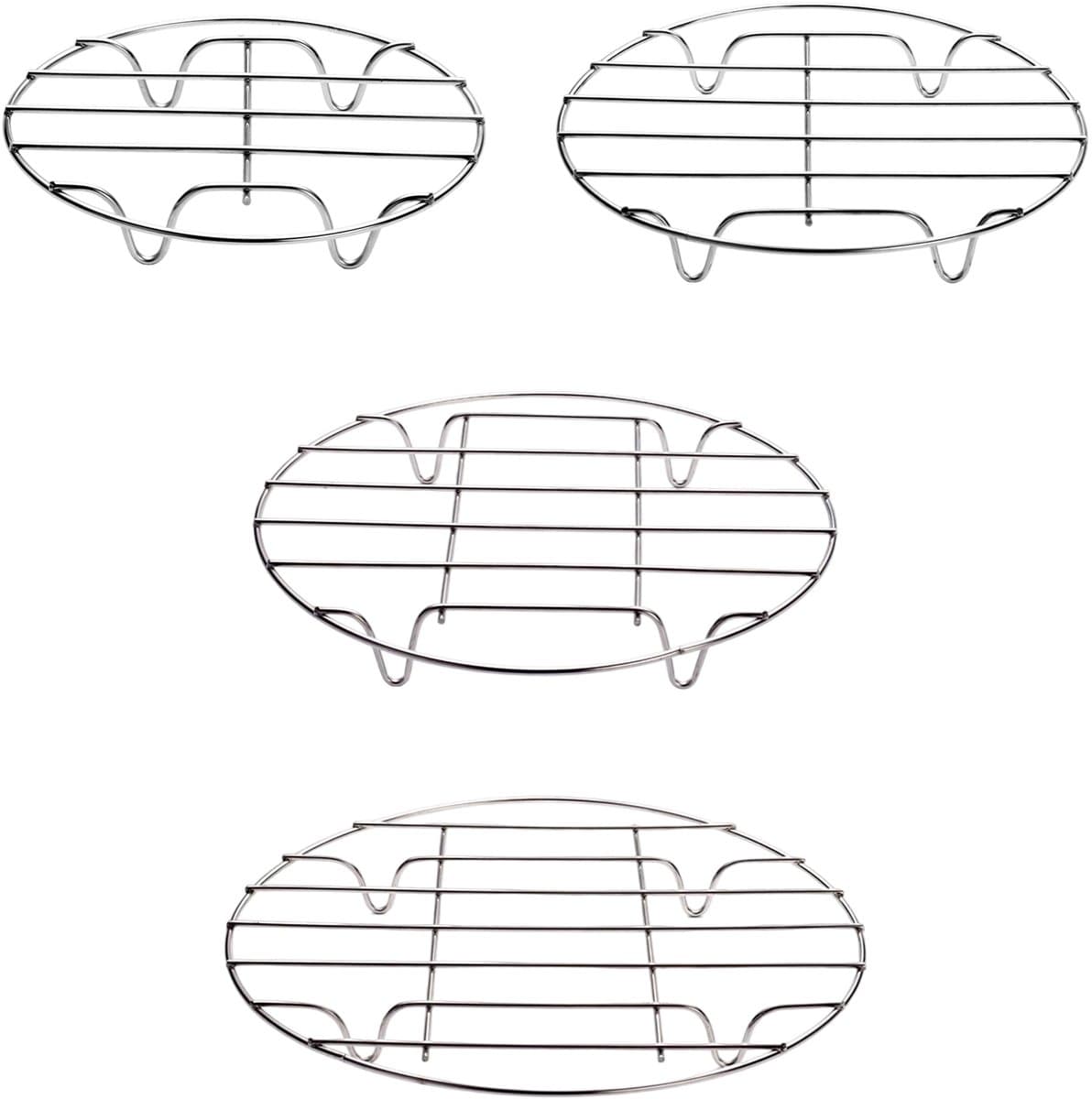 Ynkkvre – Ovenrooster – 4-pack ronde roestvrijstalen rekken 7/8/9/10 inch – stoomrek en bakrek – voor bakken, koken, stomen, wecken en liften van voedsel – geschikt voor airfryer en snelkookpan — afbeelding 1