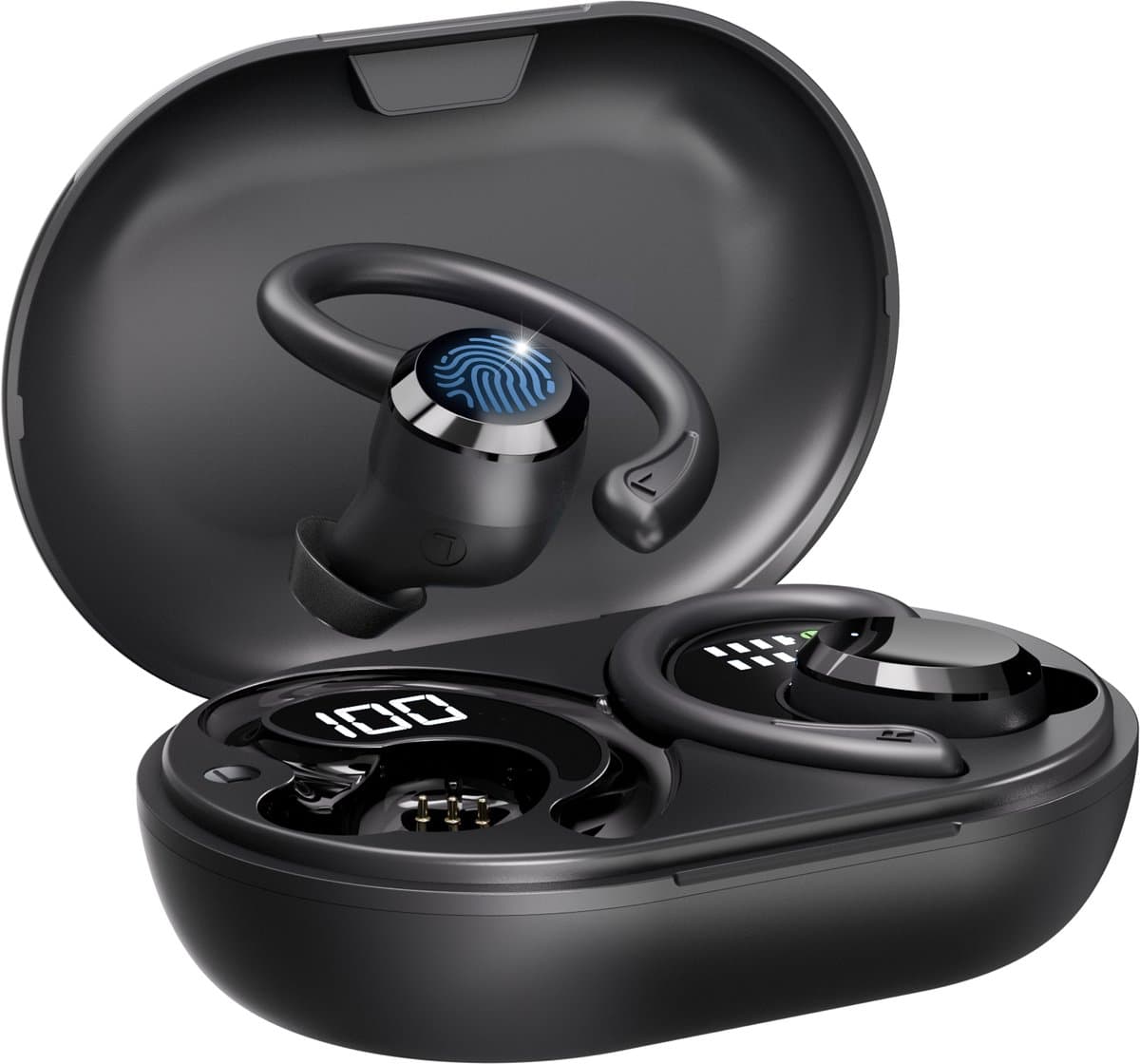 EDSYS Sport Oordopjes Draadloos - Oortjes Draadloos Bluetooth - Bluetooth Oordopjes - Draadloze Hardloop Oortjes - Sport Oortjes - In-Ear Oordopjes - Noise Cancelling - Waterdicht - USB C Oortjes - Zwart — afbeelding 1