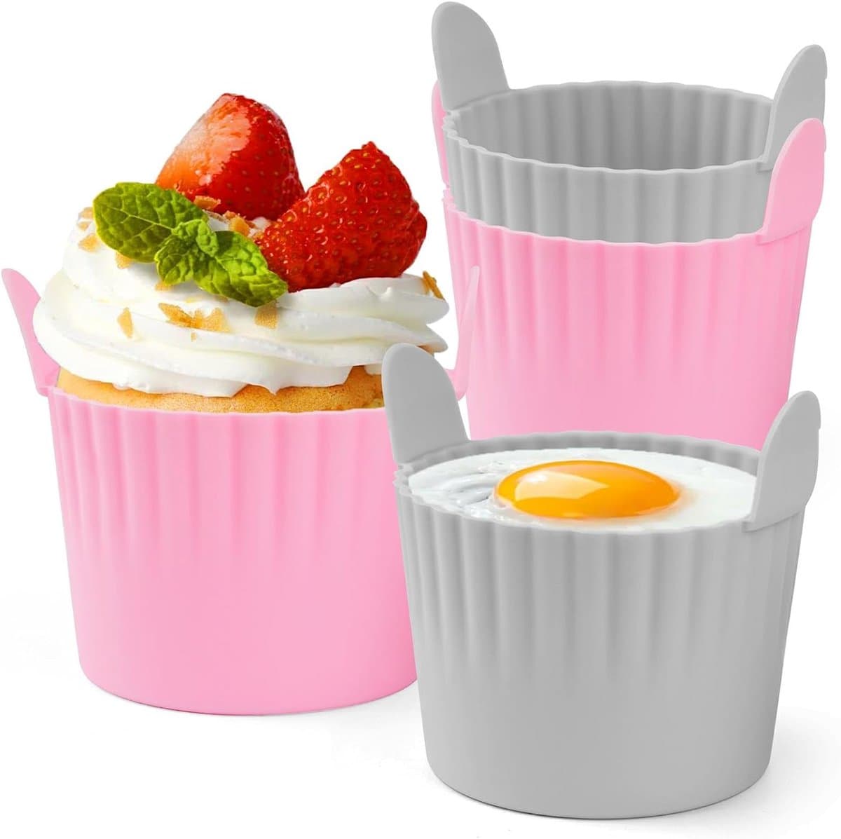 Bakjes voor Airfryer, 4 stuks Airfryer Ei Poacher BPA-vrij, Grote Muffin Hoesjes voor Airfryer, Gepocheerd Ei Vorm voor Airfryer Accessoires — afbeelding 1