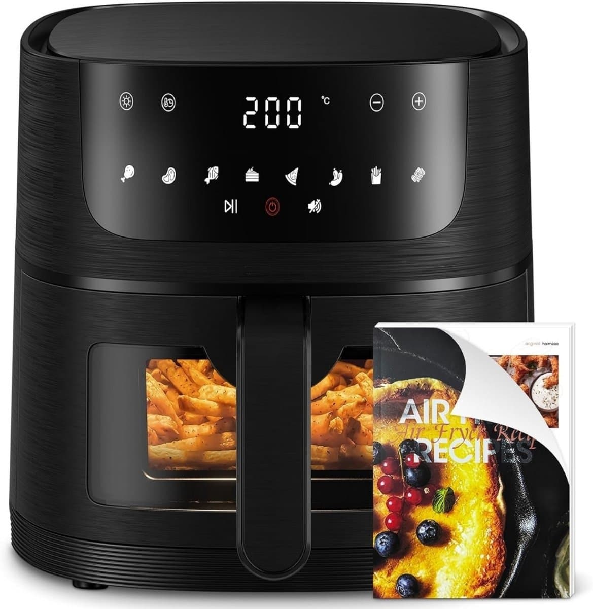 Airfryer - Hetelucht friteuse - 4 liter - 70 tot 200 graden - 1350 watt - Zwart — afbeelding 1