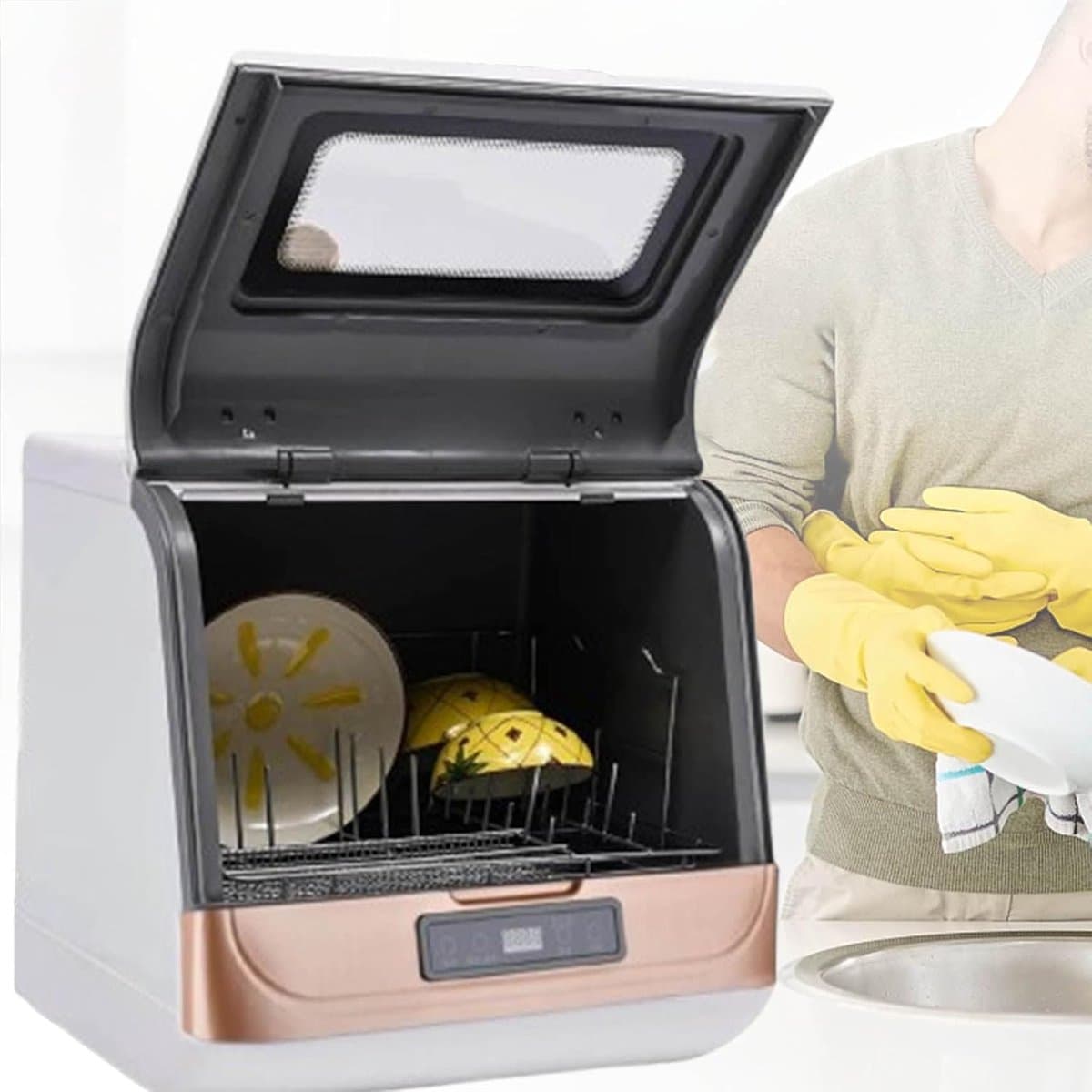 Compacte Vaatwasser - Tafelmodel Reiniger - Snelle Schoonmaak - Installatievrij Apparaat - Voor 4-6 Personen - Gebroken Wit — afbeelding 1