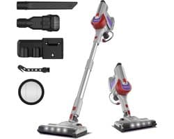 YYchan Stofzuiger - Steelstofzuiger Draadloos - 300W Krachtige - 60 min Accu - 30kPa - Zonder zak - LED - Rood — afbeelding 1