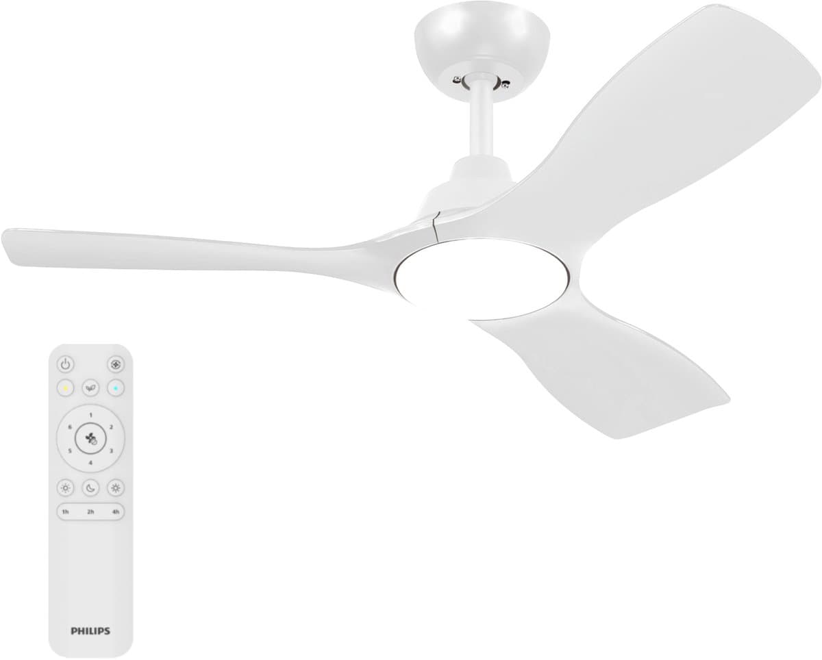 Philips Fixed Blade Ventilator met LED lamp - Diameter: 106cm - 2650 Lumen - Instelbaar wit licht van 3000K tot 6500K - Dimbaar tot 5% - Inclusief afstandsbediening - Wit — afbeelding 1