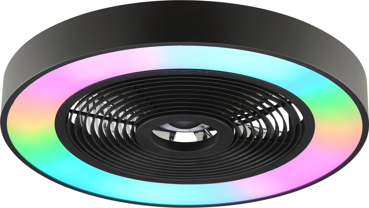 Brilliant Catania - Plafondventilator - LED 40W - CCT - 2700K-6500K - Dimbaar - ICRGB - Nachtlicht - Timer - Afstandsbieding - Zwart — afbeelding 1