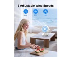 RFWR® Tafelventilator met 3 snelheden en stille werking – ideaal voor slaapkamer en thuiskantoor