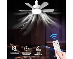 RFWR® Plafondventilator met lamp en afstandsbediening, dimbaar, 40W, 3 snelheden, 6 bladen, ideaal voor slaapkamer en woonkamer