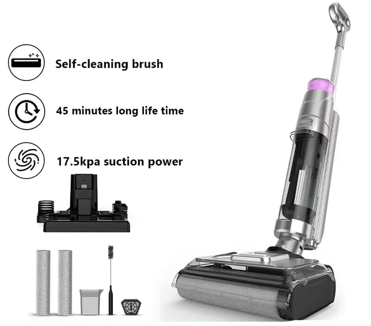 Dweilrobot – Robotstofzuiger – Nat-Droog Stofzuiger – Dweilmachine – Schoonmaakrobot – Krachtige 17,5 kPa Zuigkracht – 45 Minuten Accuduur — afbeelding 1