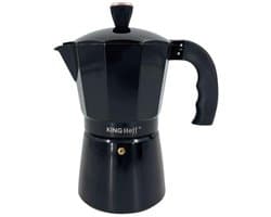 Kinghoff Aluminium Espressokoffiezetapparaat KH-1883 – 6 Kopjes – Zwart – Geschikt voor Inductie - Percolator - 300ml