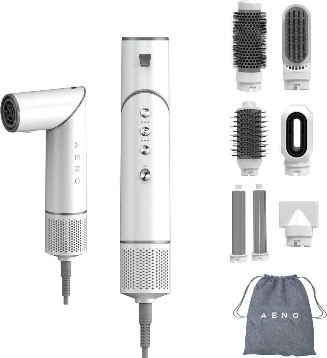AENO Multifunctionele haardroger/styler HS1, 1200W, ionisator, 4 temperatuurstanden, 3 snelheidsstanden Föhn Wit — afbeelding 1