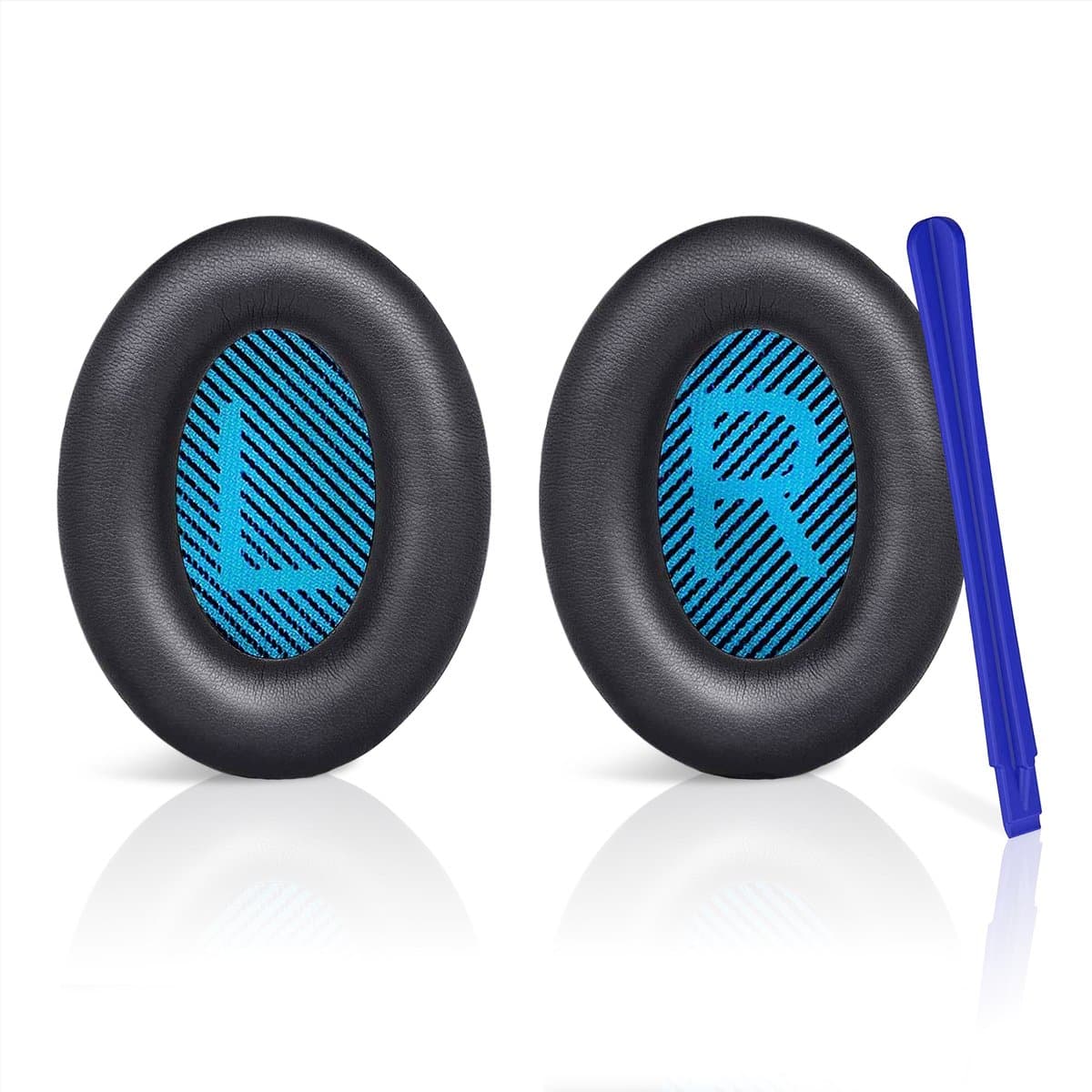 Set Oorkussens voor Bose Koptelefoon met installatie gereedschap - Zwart Blauw - QuietComfort 35 - QC35II - QC35 - QC25 - QC15 - QC2 - Soundtrue - Soundlink Around-Ear II AE2 — afbeelding 1
