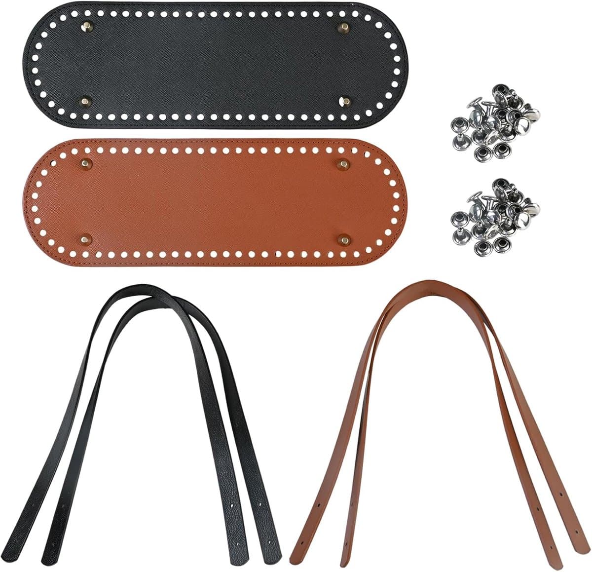 lederen tas bodem met portemonnee riemen, tas bases handgrepen vervanging, gehaakte accessoires set, tassen maken hardware, bodem pad handgrepen benodigdheden, DIY reparatie draagtas portemonnee — afbeelding 1