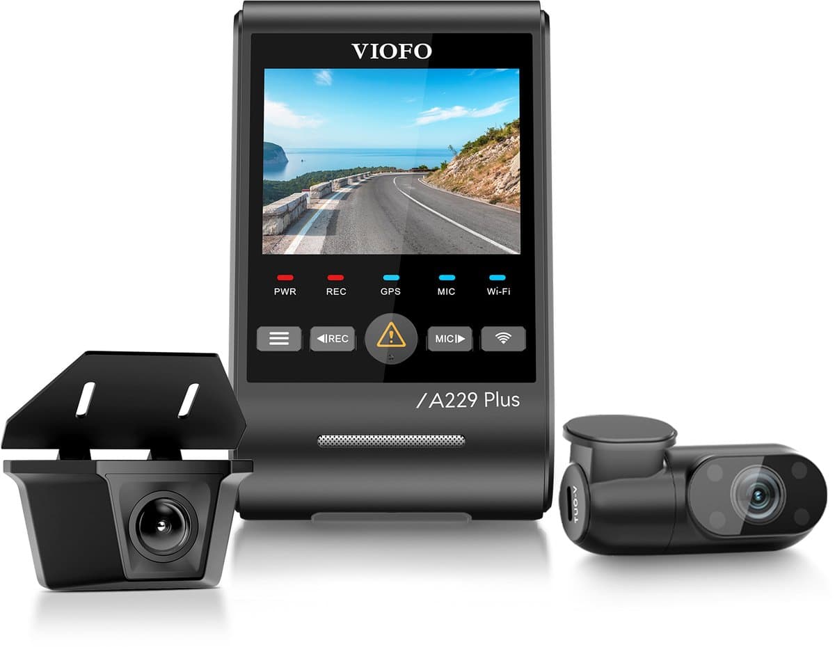 VIOFO A229 Plus-W 3CH - Dashcam - 2K Voorcamera - 2K Waterdichte IP67 Achtercamera - 1080P IR Interieurcamera - Sony STARVIS 2 - GPS - 5GHz WiFi — afbeelding 1